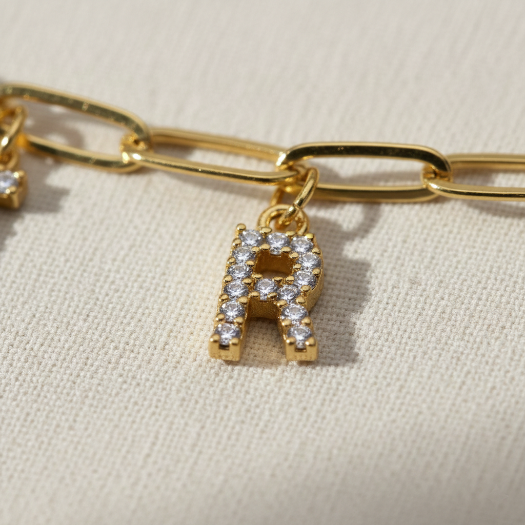 Diamond Initial Charms For Bracelet Necklace
