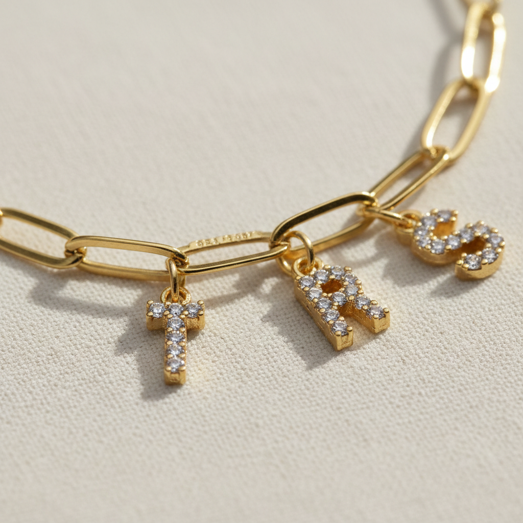 Diamond Initial Charms For Bracelet Necklace