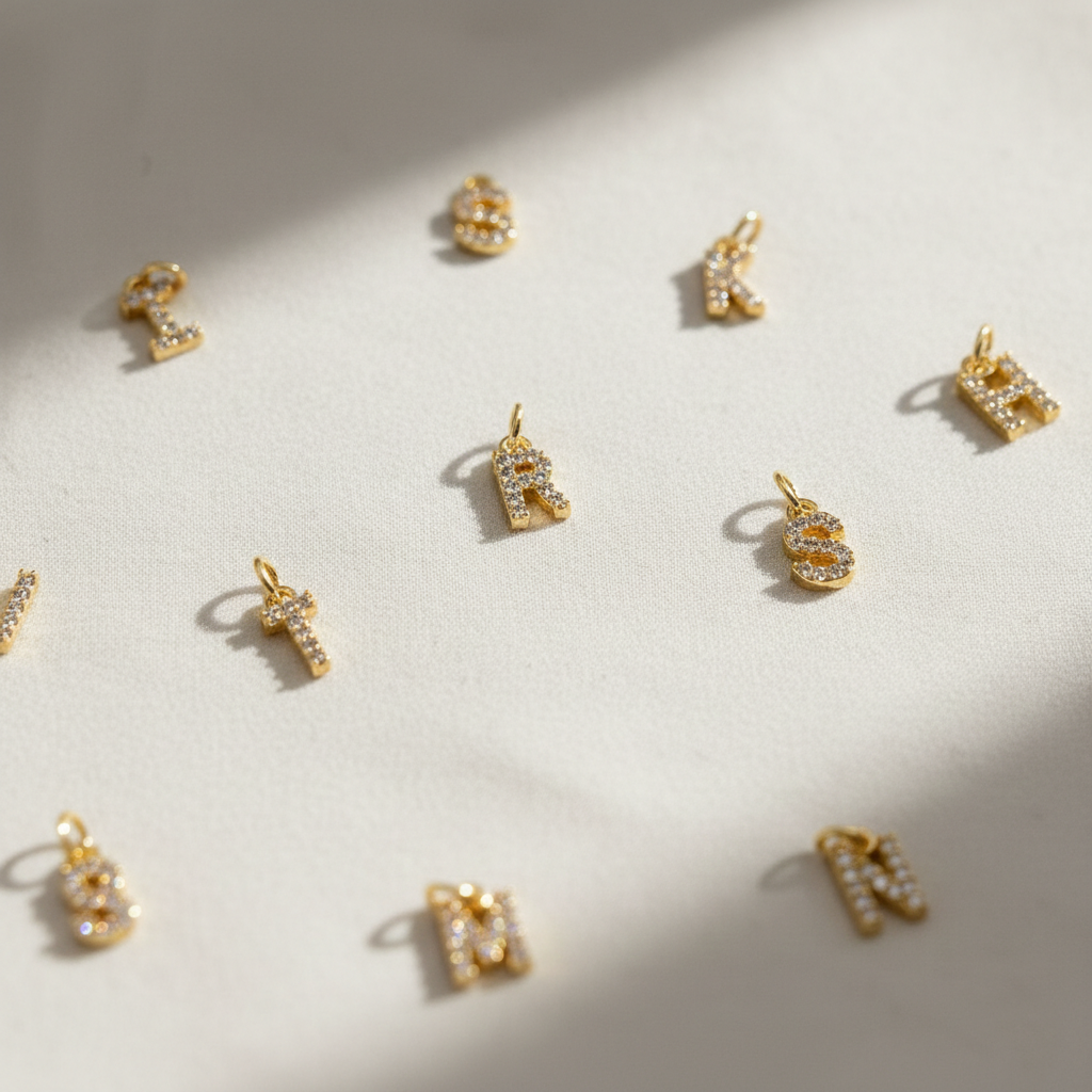 Diamond Initial Charms For Bracelet Necklace