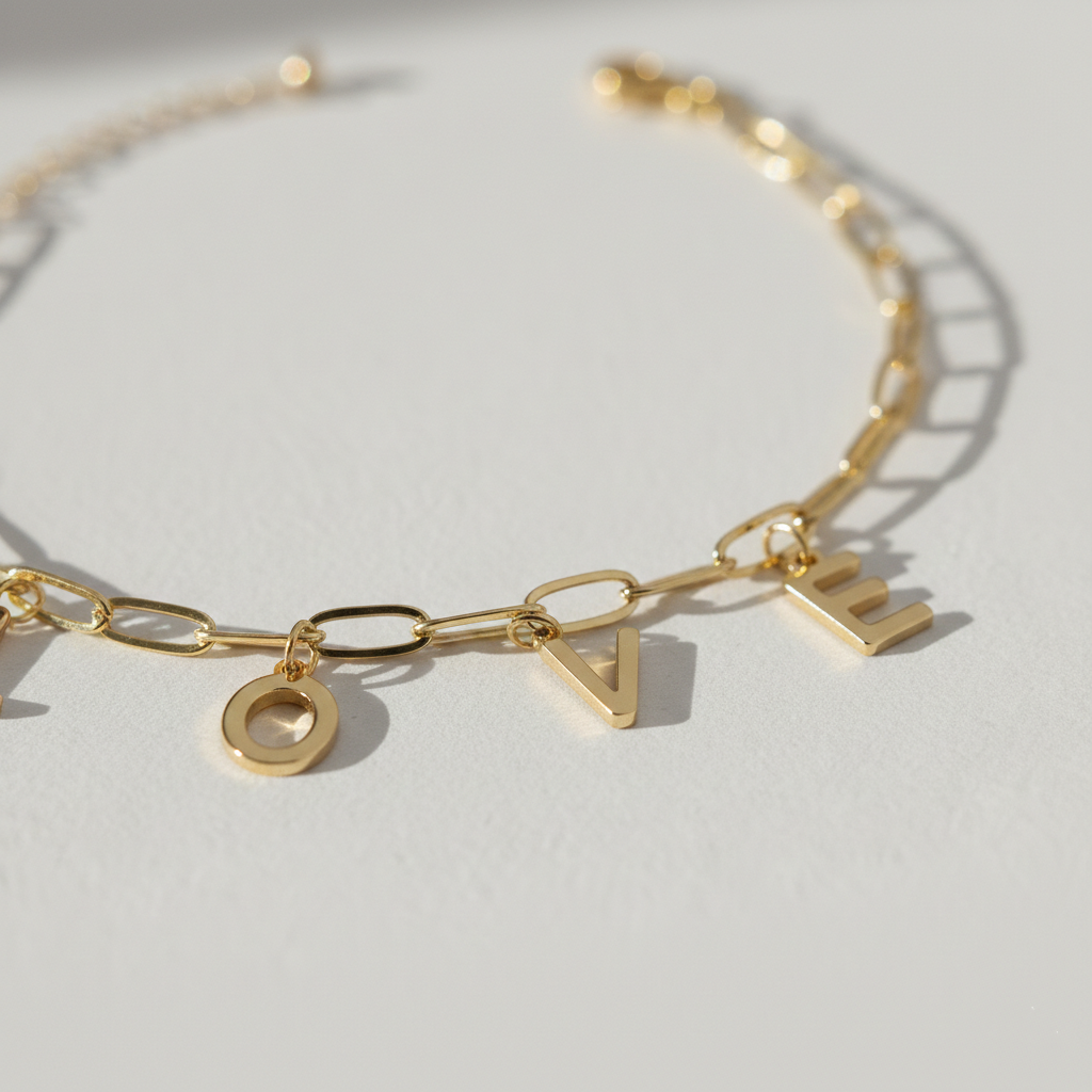 Customized Gold LOVE Charm Bracelet