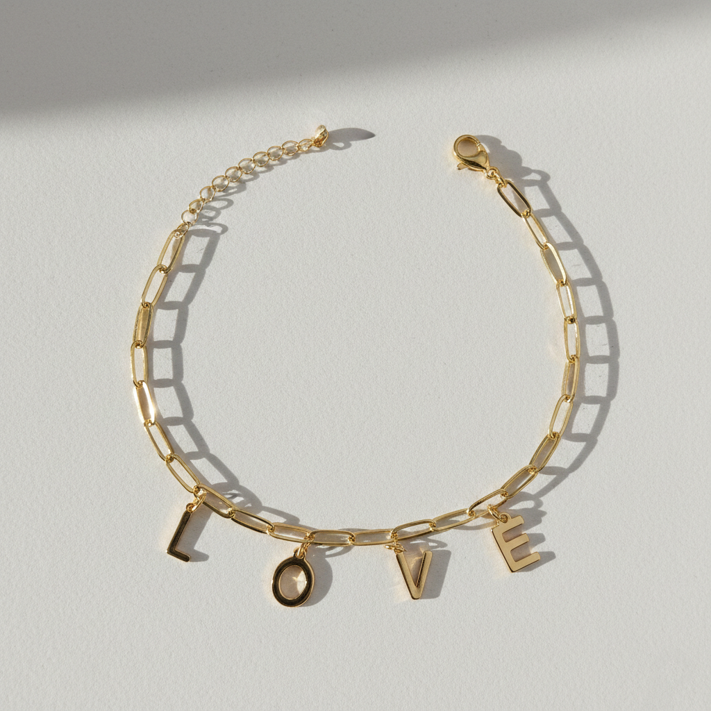Customized Gold LOVE Charm Bracelet