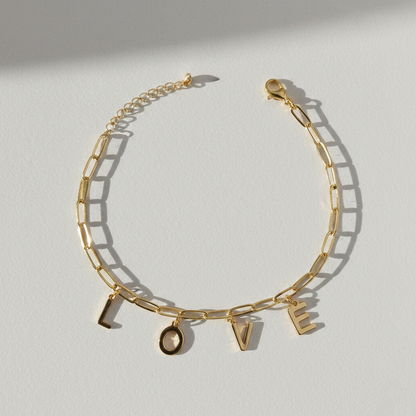 Customized Gold LOVE Charm Bracelet