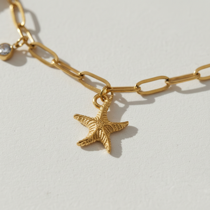 Customized Ocean Charm Bracelet – Starfish, Shell & Fish