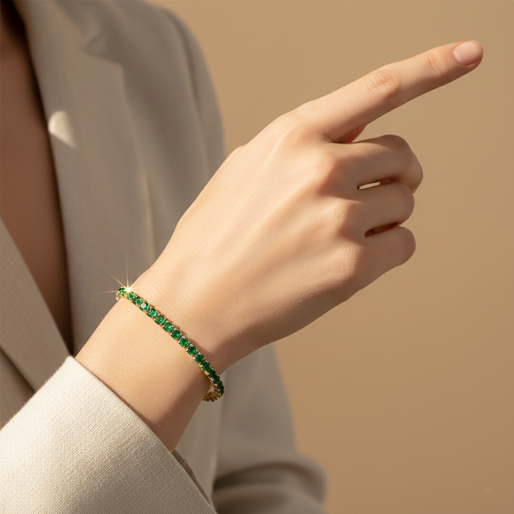 Emerald Stone Tennis Bracelet