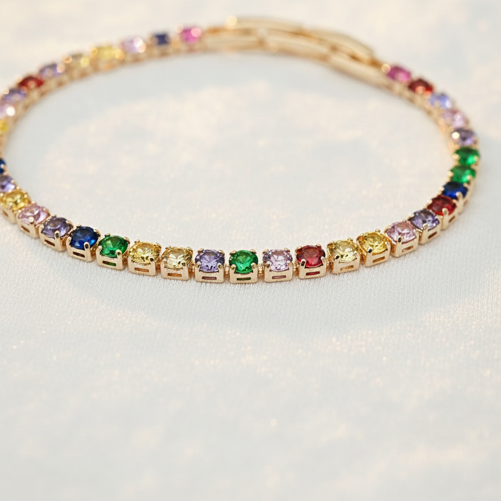 Moissanite Diamond Rainbow Tennis Bracelet