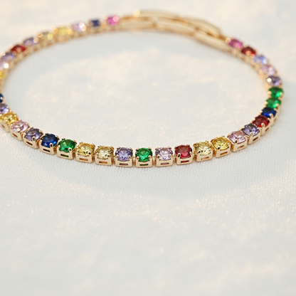 Moissanite Diamond Rainbow Tennis Bracelet