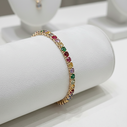 Moissanite Diamond Rainbow Tennis Bracelet
