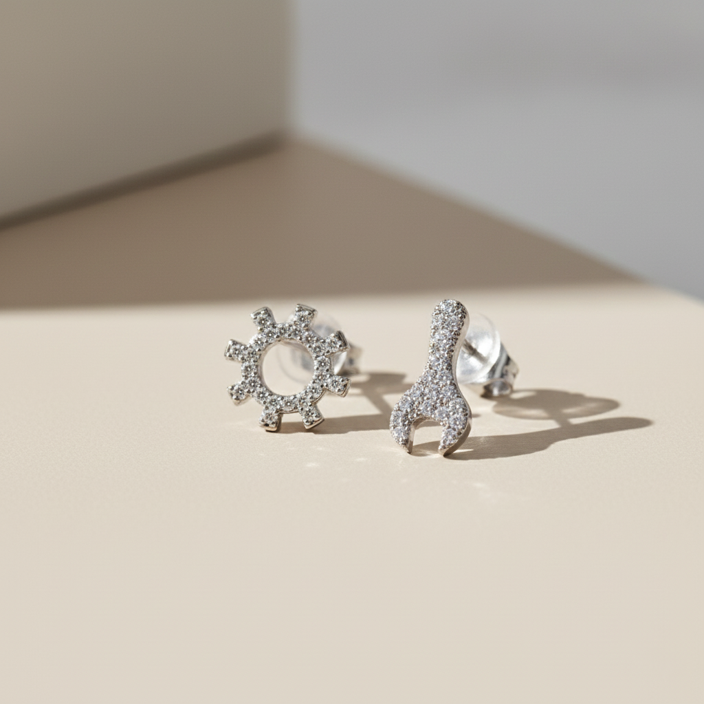 Gear & Wrench Stud Earrings