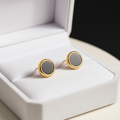 Black Stone Stud Earrings