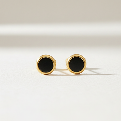 Black Stone Stud Earrings