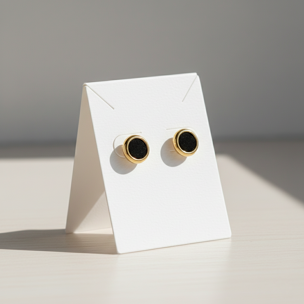Black Stone Stud Earrings