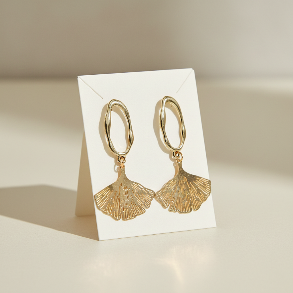 Elegant Ginkgo Leaf Drop Earrings