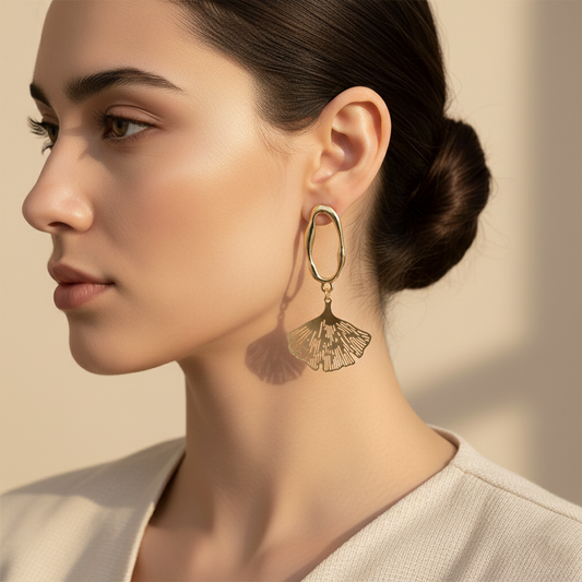 Elegant Ginkgo Leaf Drop Earrings