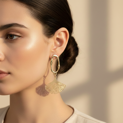 Elegant Ginkgo Leaf Drop Earrings
