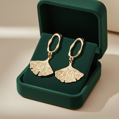 Elegant Ginkgo Leaf Drop Earrings