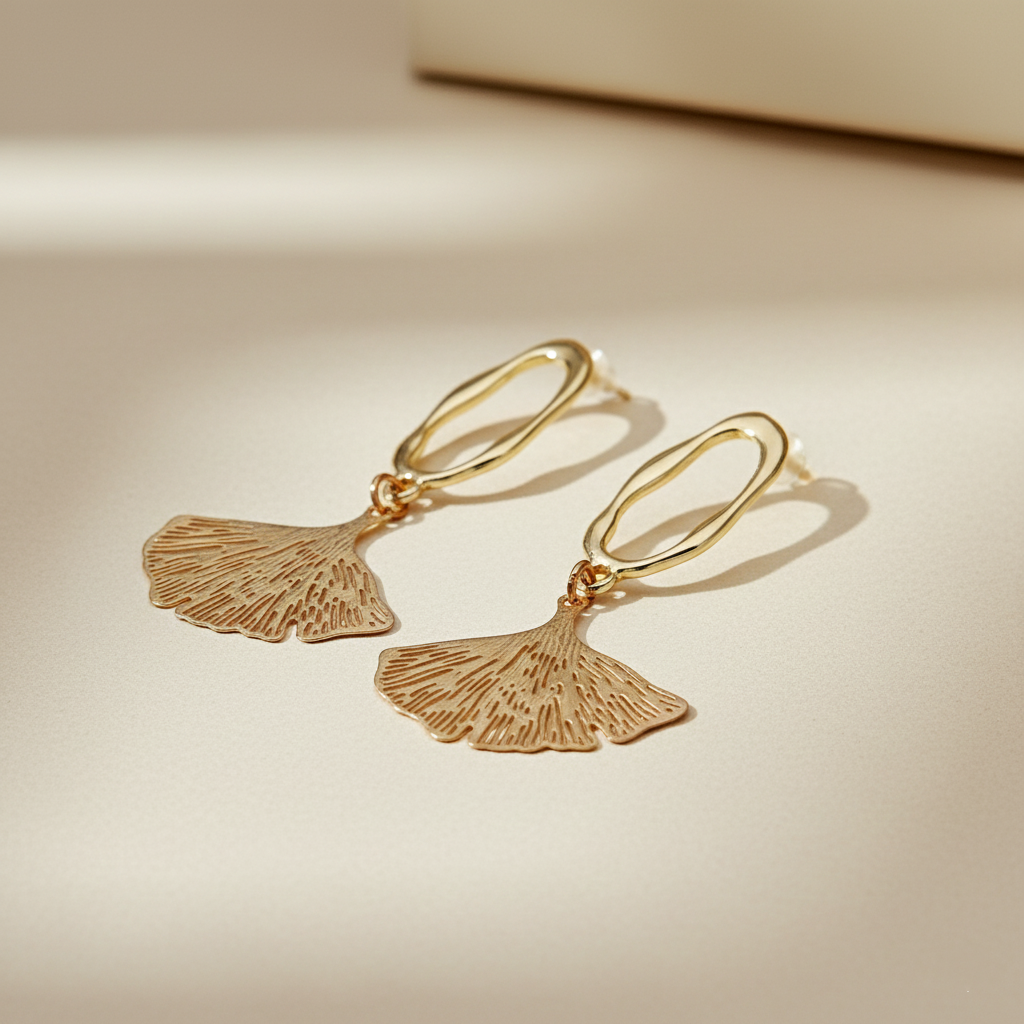 Elegant Ginkgo Leaf Drop Earrings