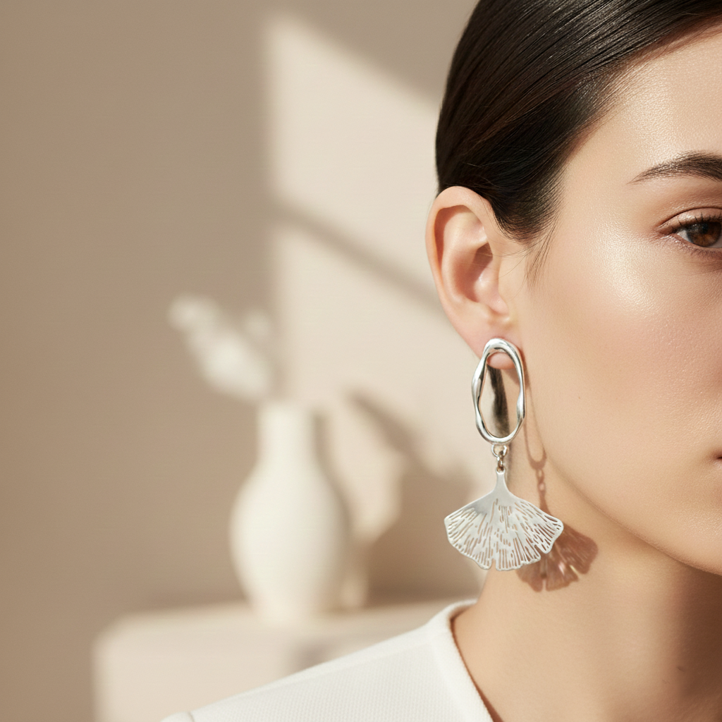 Elegant Ginkgo Leaf Drop Earrings