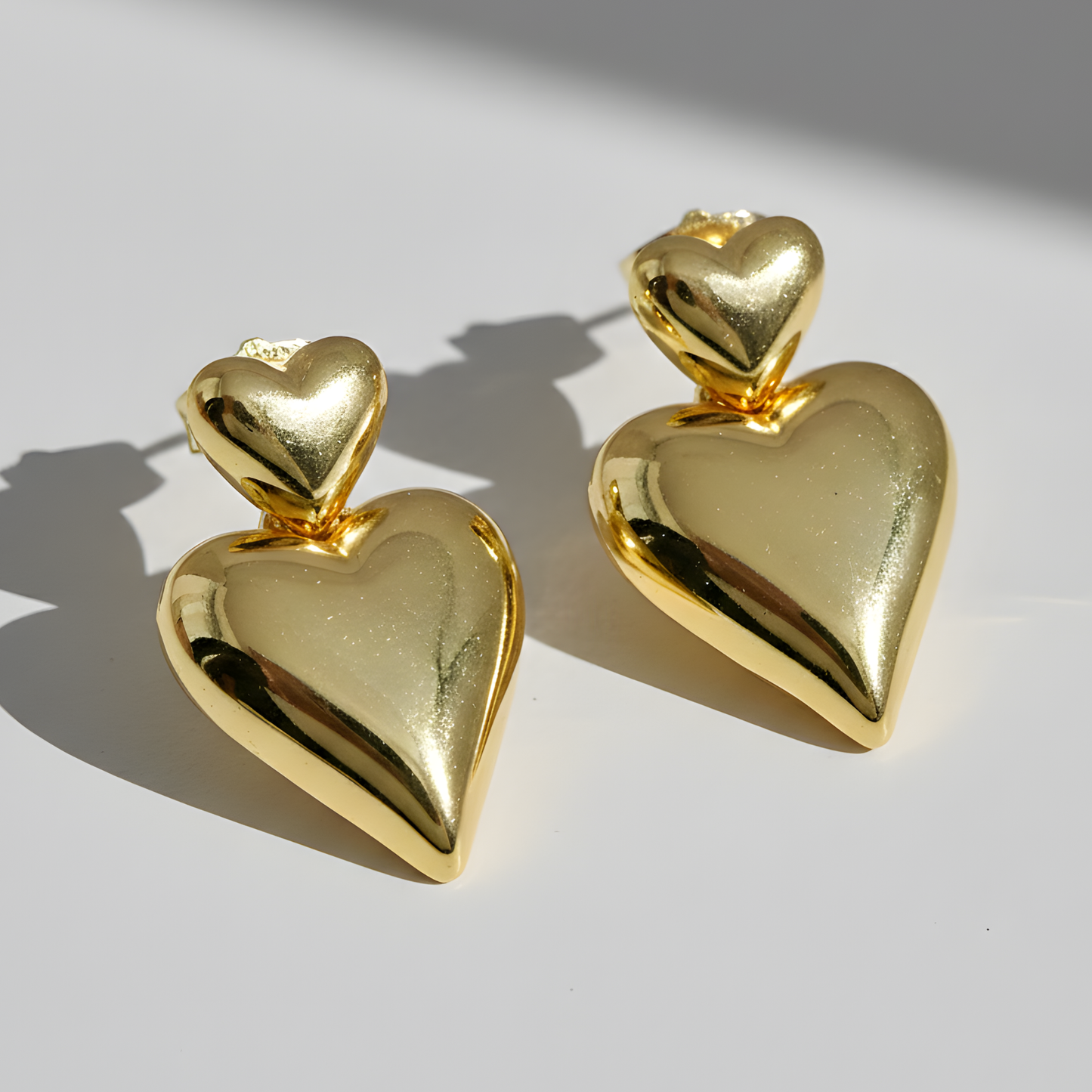 Double Heart Drop Earrings