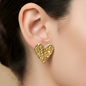 Gold Abstract Heart Stud Earrings