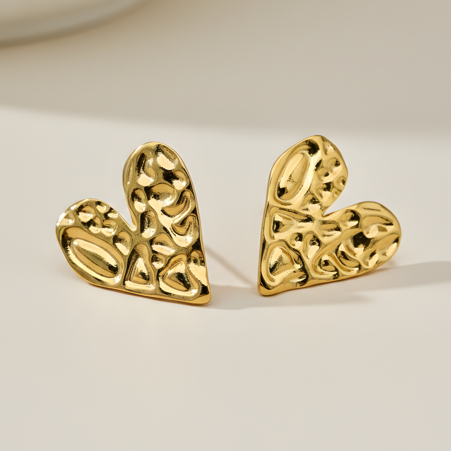 Gold Abstract Heart Stud Earrings