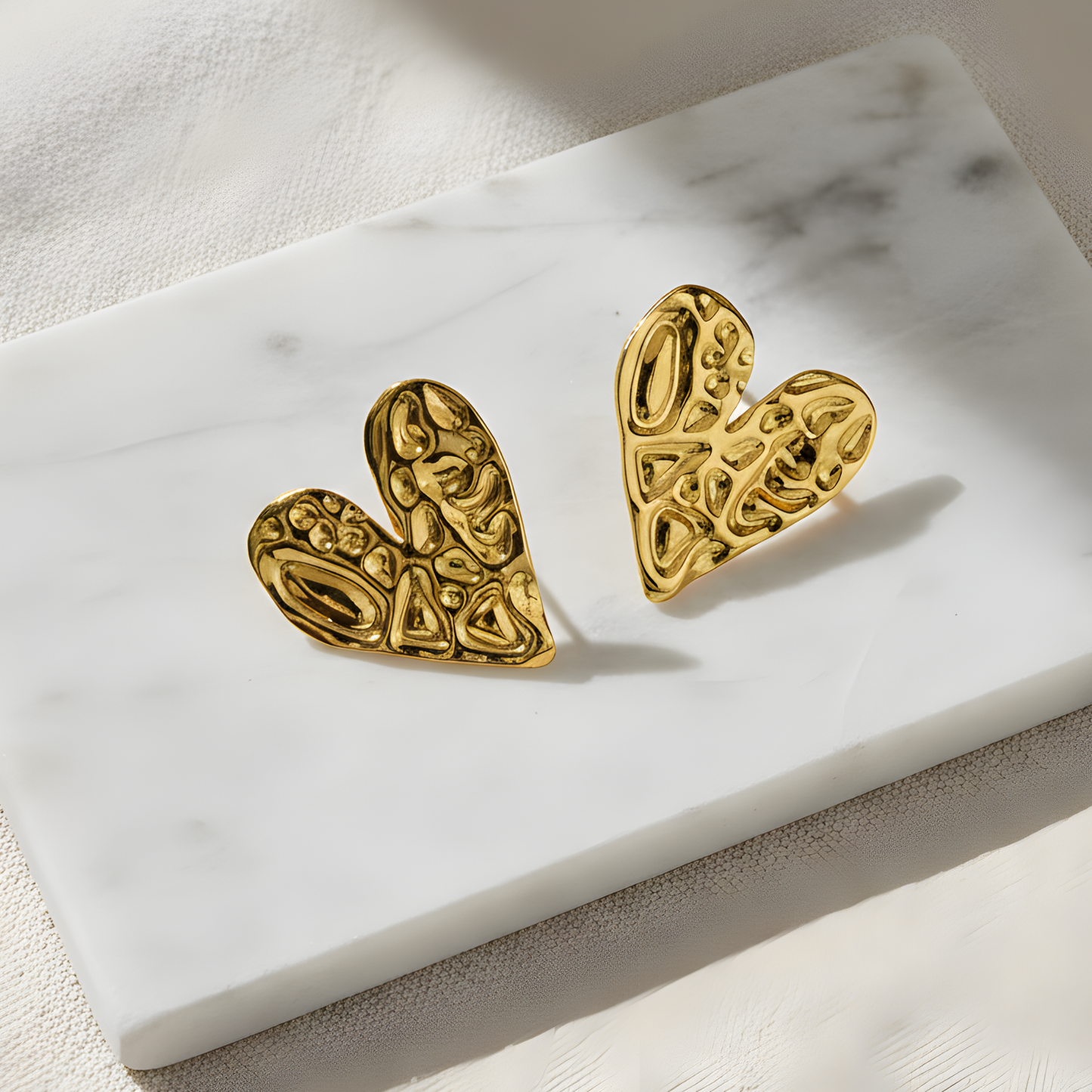 Gold Abstract Heart Stud Earrings