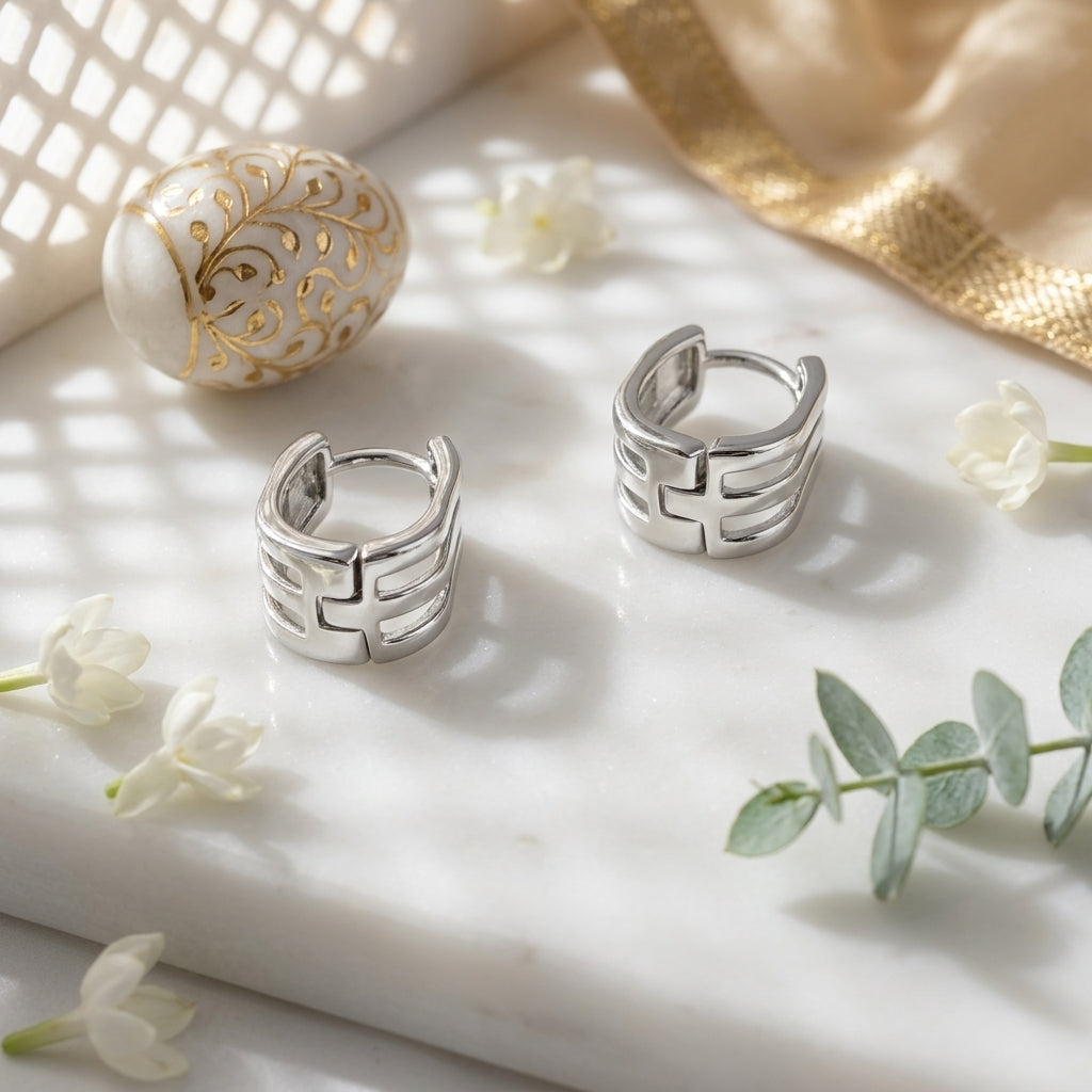 Geometric Huggie Hoop Earrings