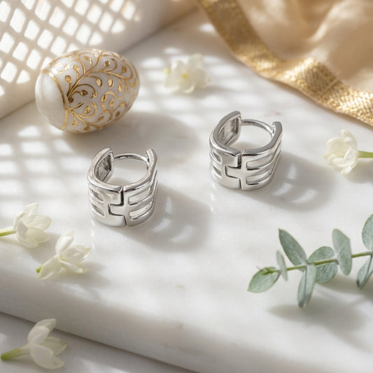 Geometric Huggie Hoop Earrings