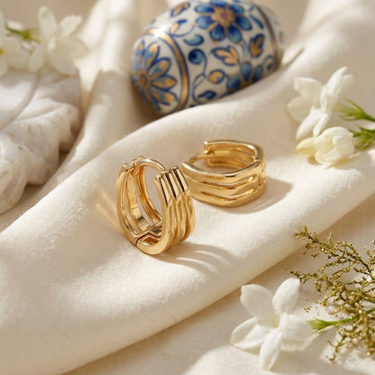 Geometric Huggie Hoop Earrings