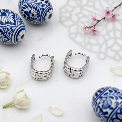 Geometric Huggie Hoop Earrings