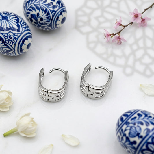 Geometric Huggie Hoop Earrings