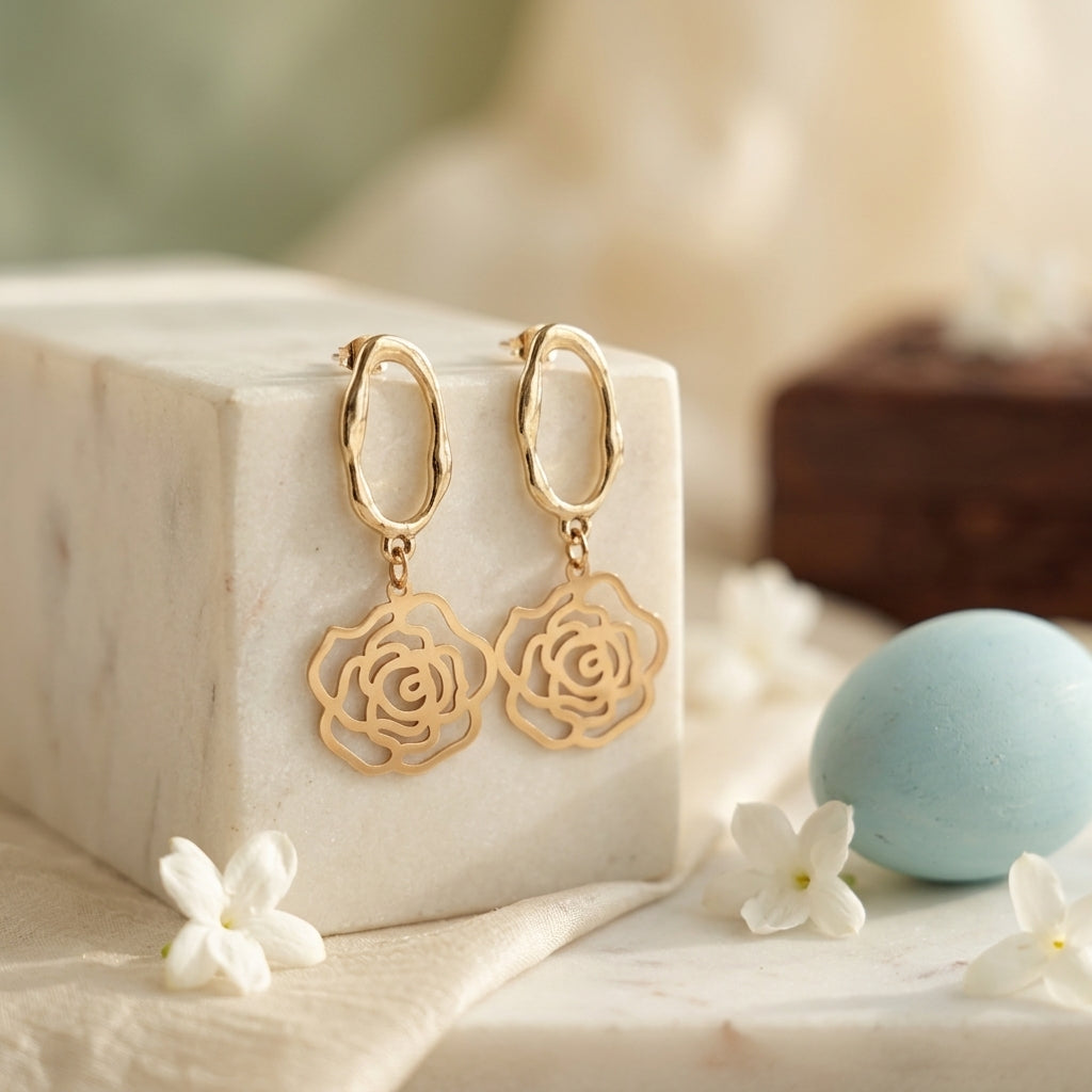 Bloom Rose Drop Earrings
