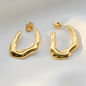 Gold Wavy Hoop Earrings