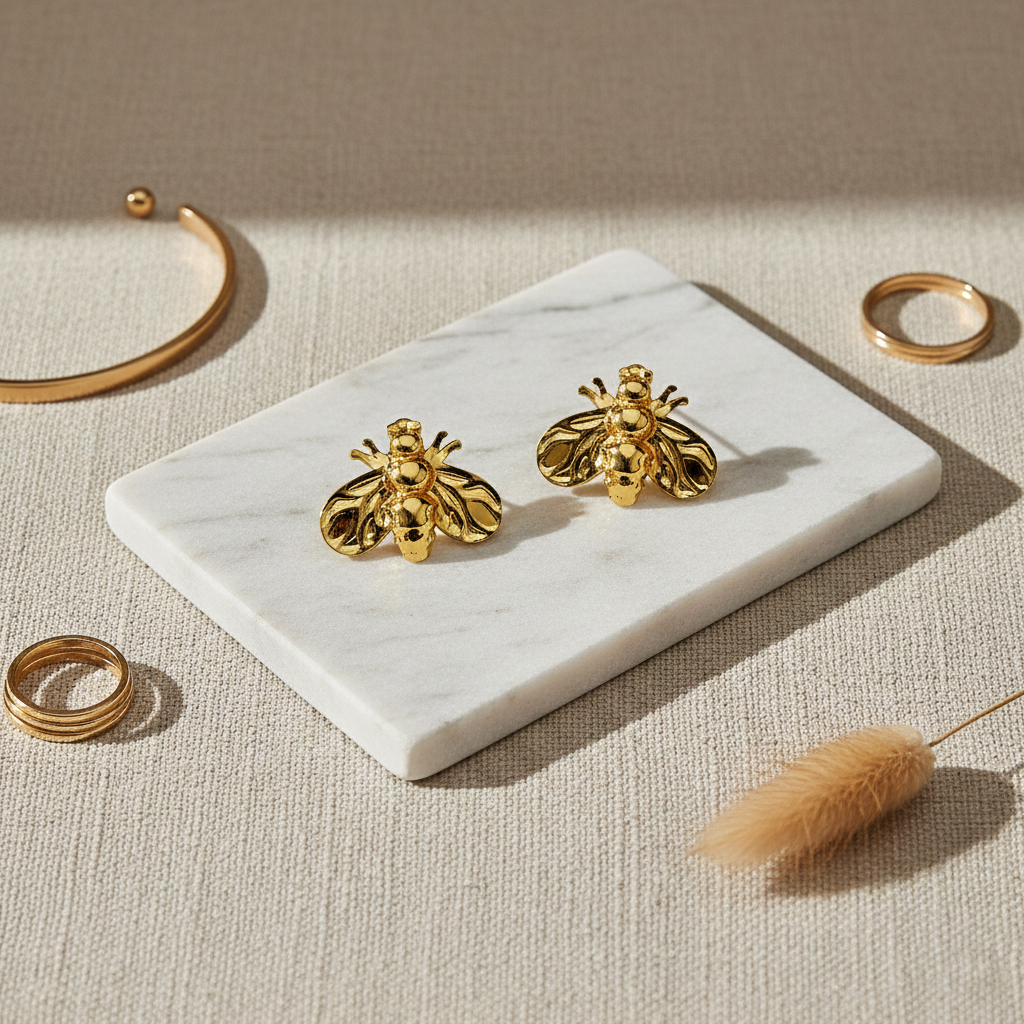 Golden Bee Stud Earrings