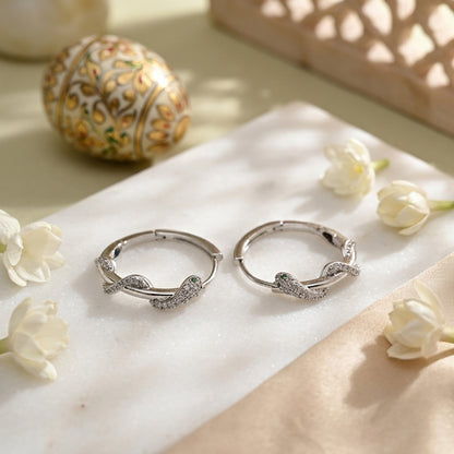 Serpent Crystal Hoop Earrings