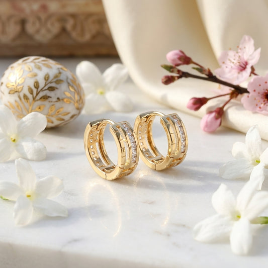 Luxury Geometric Crystal Hoop Earrings