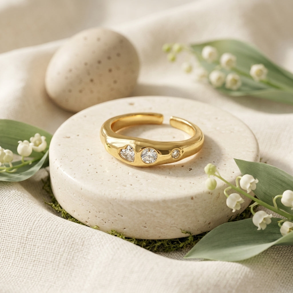 Heart Crystal Open Ring