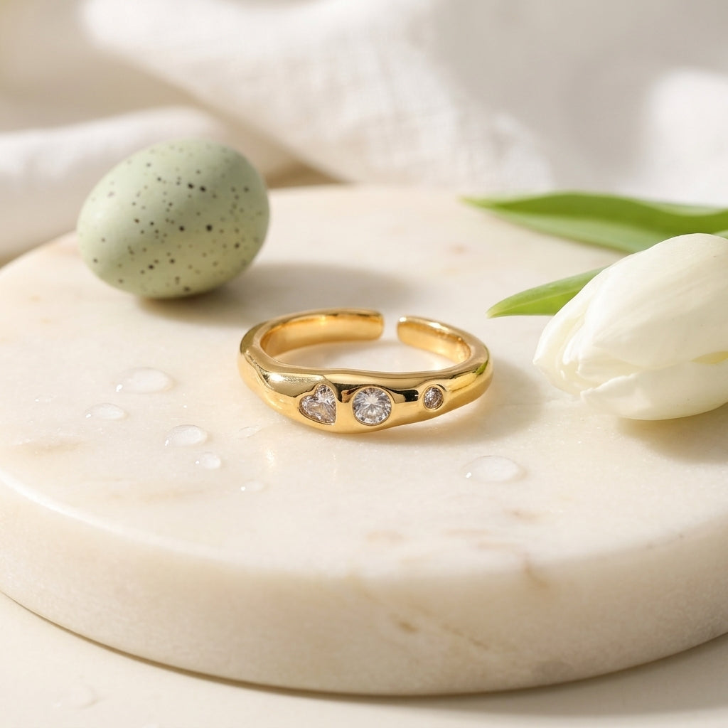 Heart Crystal Open Ring