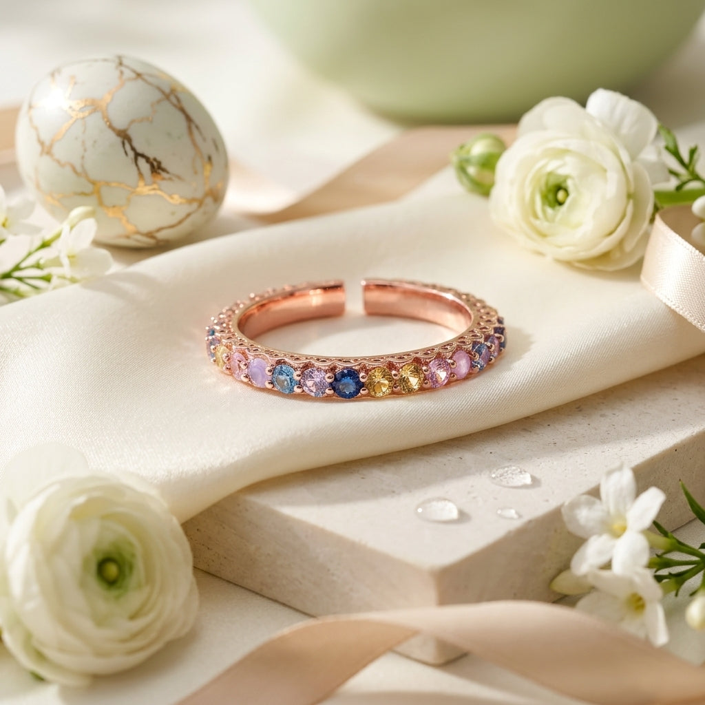 Aurora Rainbow Crystal Eternity Ring