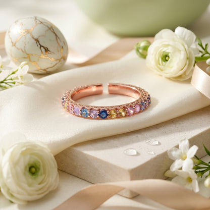 Aurora Rainbow Crystal Eternity Ring