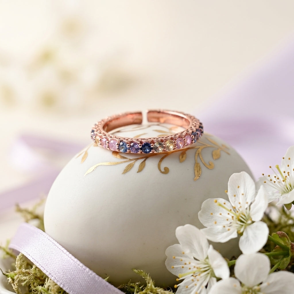 Aurora Rainbow Crystal Eternity Ring