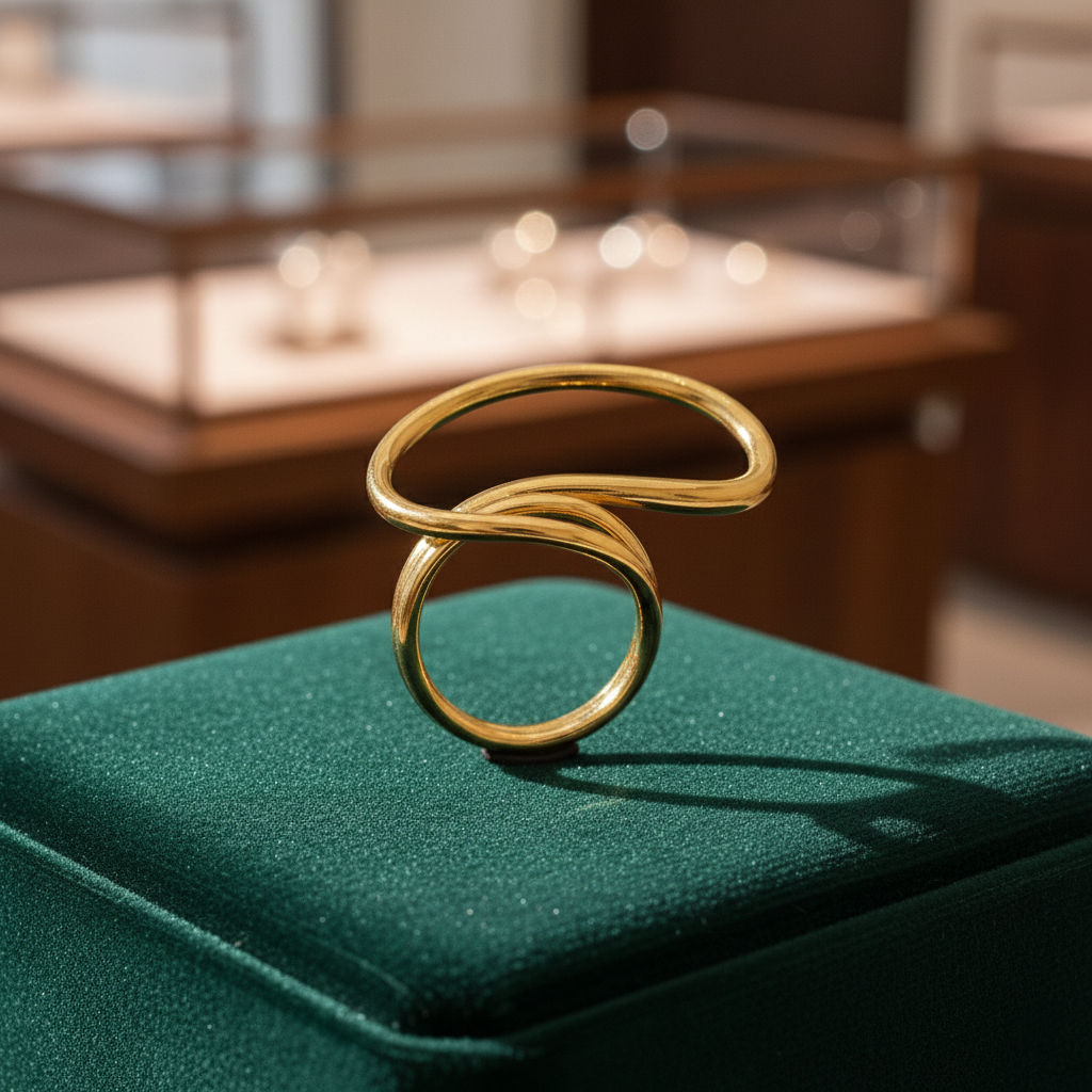 Sculptural Open Loop Silver Statement Ring