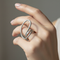 Sculptural Open Loop Silver Statement Ring