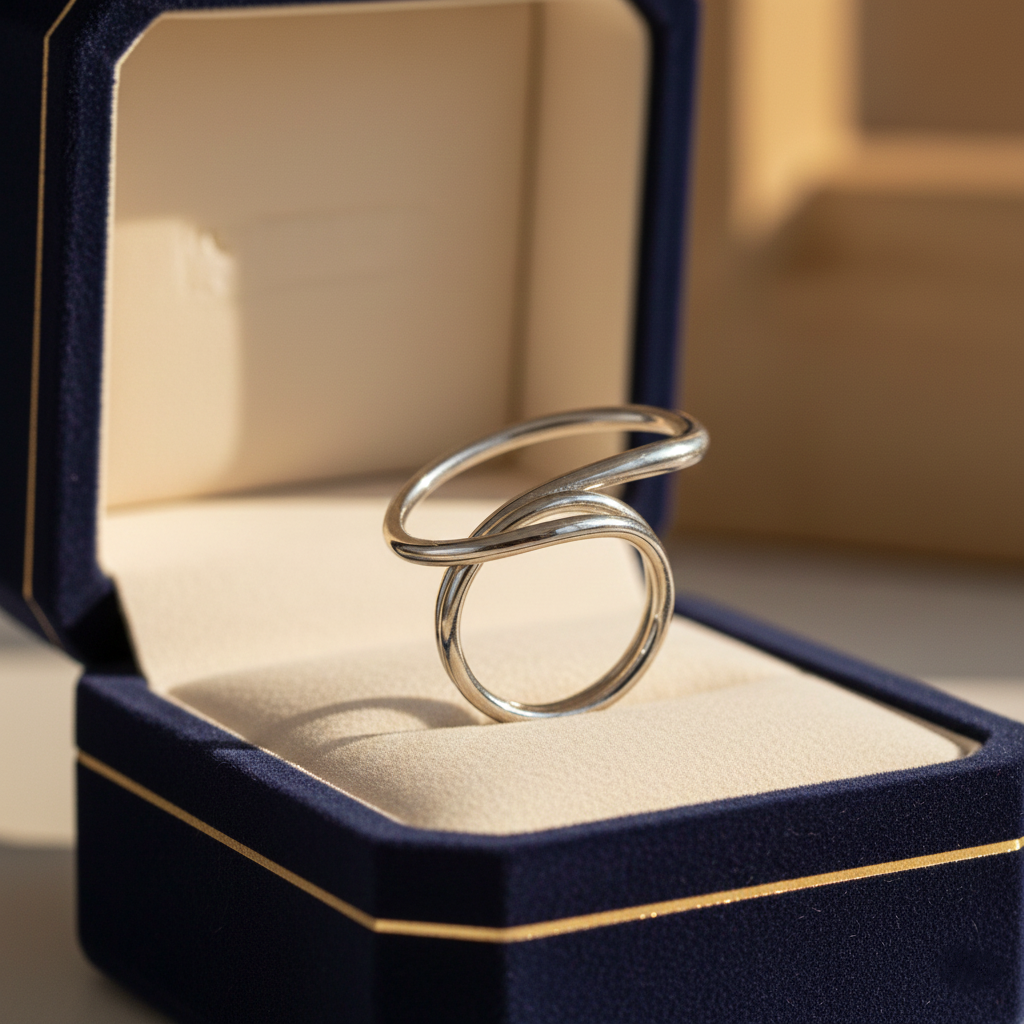 Sculptural Open Loop Silver Statement Ring