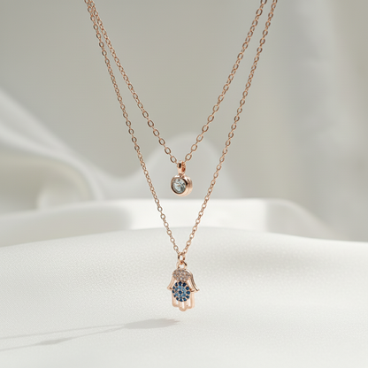 Layered Evil Eye Hamsa Necklace