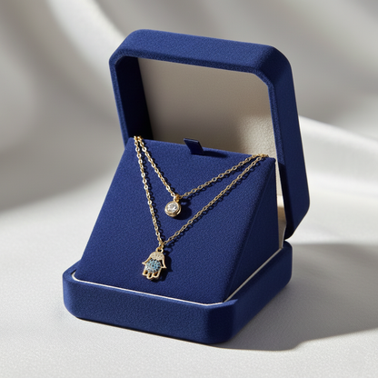 Layered Evil Eye Hamsa Necklace