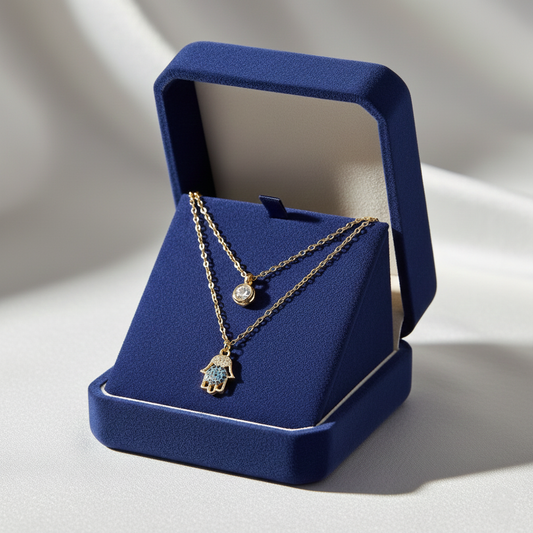 Layered Evil Eye Hamsa Necklace