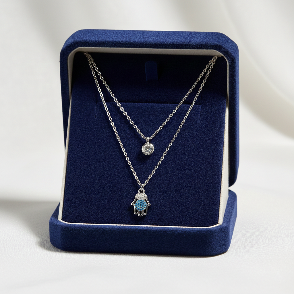 Layered Evil Eye Hamsa Necklace