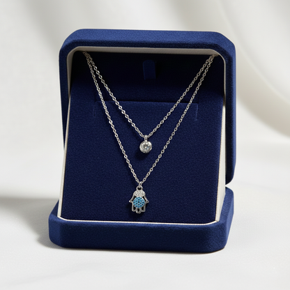 Layered Evil Eye Hamsa Necklace