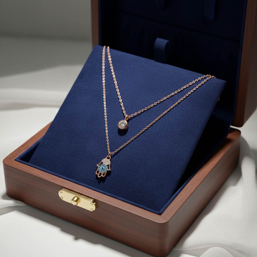 Layered Evil Eye Hamsa Necklace