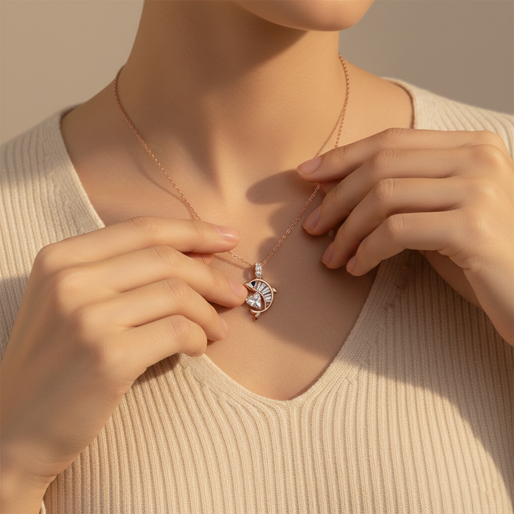 Elegant Dolphin Diamond Charm Necklace